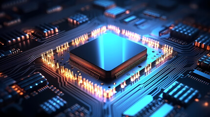 Microchip, central computer processor CPU concept