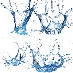 Collection blue water splash, transparent background