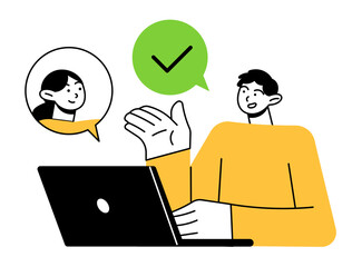 Man speaks online with a coworker