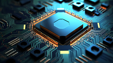 Microchip, central computer processor CPU concept