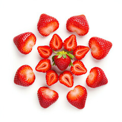 Strawberry slices fruit isolated on white background