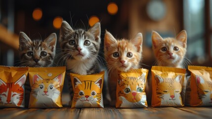 pet animal food packaging for cat - obrazy, fototapety, plakaty
