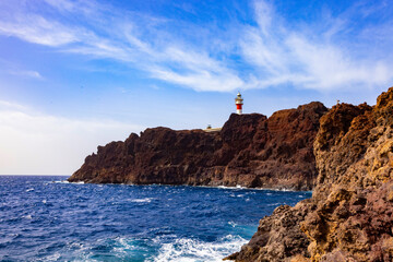 Punta de Teno, Lighthouse in the west of Tenerife, Spain. - 740739726
