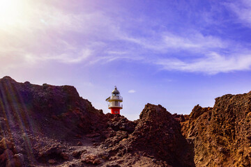 Punta de Teno, Lighthouse in the west of Tenerife, Spain. - 740739758
