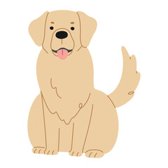 Golden Retriever 1 cute on a white background, vector illustration.