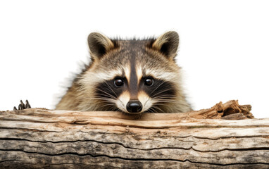 Curious Raccoon Pose on white background