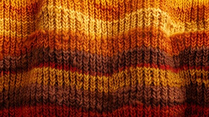 Warm Autumn Knitted Striped Texture Background for Cozy Feel AI Generated.