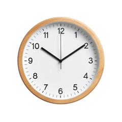 Modern white wall clock with a minimalist design, cut out