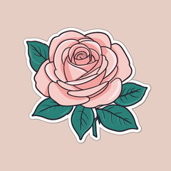 Pink rose illustration vector sticker design