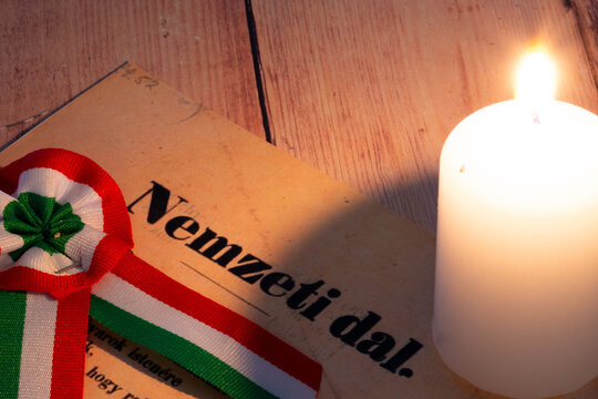 Hungarian tricolor cockade and national song