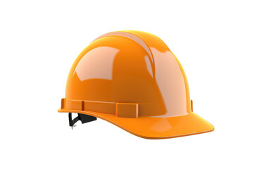 Fototapeta premium Orange safety helmet PNG, construction hard hat head protection gear, glossy industrial PPE for workplace safety isolated on Transparent Background