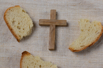 Bread and wooden cross
