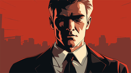 Abstract businessman with a confident and determined expression. simple Vector art