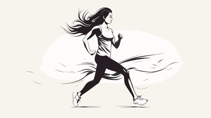 Abstract woman exercising or jogging. simple Vector art