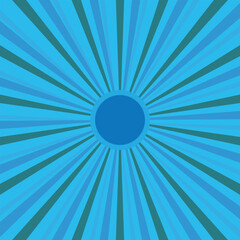 Vintage striped backdrop with a sun. Bright groovy poster or placard. Retro sunburst background. 70s old fashioned colorful radiate lines banner. Graphic design wallpaper element. Vector illustration