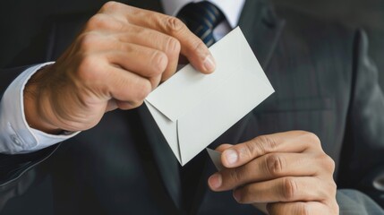 a man  putting a piece of paper into a voting box