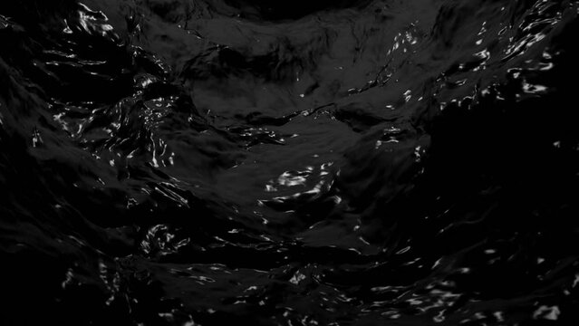 A rippling stream of black crude oil flowing towards the camera. Environmental fossil fuel concept. Full HD and looping dark liquid flow motion background animation.