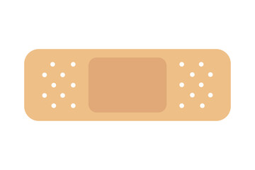 Medical plaster isolated on white background, wound plasterer or bandaged patch, vector adhesive health care object. Injury tape plaster flat design, Sticking plaster.First aid concept.