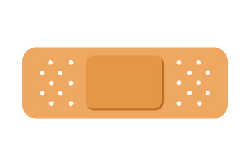 Medical plaster isolated on white background, wound plasterer or bandaged patch, vector adhesive health care object. Injury tape plaster flat design, Sticking plaster.First aid concept.