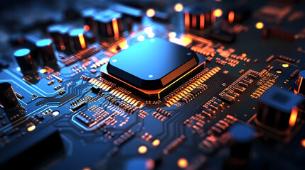 Close-up view of computer microchip