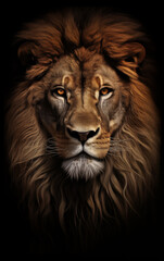 Fierce Majesty: Golden Lion Head Portrait