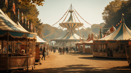 Color vintage stock photo of a 1920s country fair