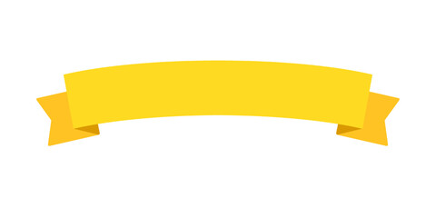 yellow ribbon banner illustration isolated on white and transparent background. minimalism and blank for text