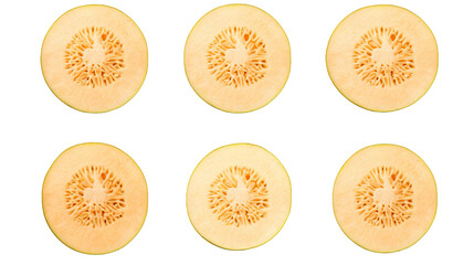 Cantaloupe Collection: Fresh Melon Slices in Digital Art 3D, Isolated on Transparent Backgrounds for Healthy Food Concepts and Summertime Refreshment