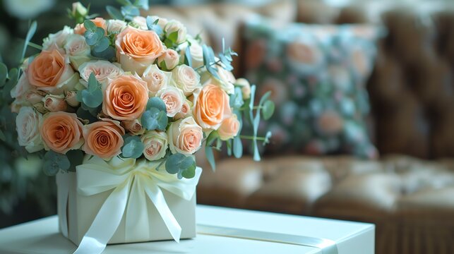 Elegant bouquet of roses. Ai generated image