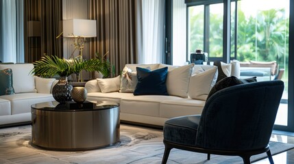 Modern Luxury Living Room Interior with Stylish Furniture