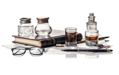 A Pair of Glasses, Book, Pen, and Another Pair of Glasses. This photo features a pair of glasses, a book, a pen, and another pair of glasses arranged neatly on a flat surface.