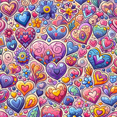 Fototapeta premium seamless pattern with hearts, pattern, hearts, valentine, wallpaper, design, illustration, Ai generated 