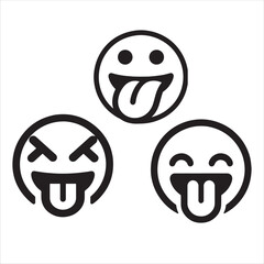 linear emoticon set, emoji face collection, expression icon vector illustration