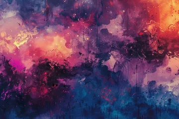 Kissenbezug Abstract wallpaper blends vibrant watercolor washes with splashes of neon colors. AI Generated © PHAISITSAWAN