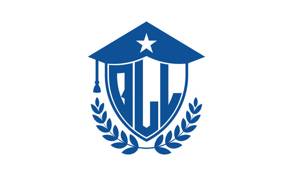 QLL three letter iconic academic logo design vector template. monogram, abstract, school, college, university, graduation cap symbol logo, shield, model, institute, educational, coaching canter, tech