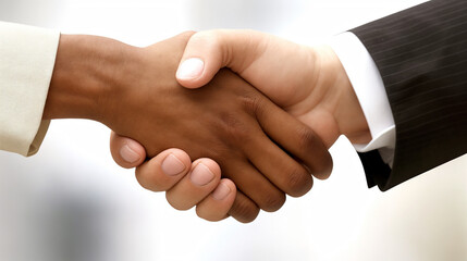 Business Attire Handshake Image: Diverse Professionals in Modern Office Environment, Signifying Agreement or Deal Completion in Professional Context, Depicting a Perfect Business Culture, Inclusive Jo