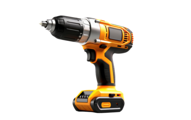 Cordless Drill. A cordless drill is displayed ready for use. on White or PNG Transparent Background.
