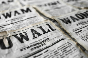Newspaper clippings, white background. clippings of different articles.