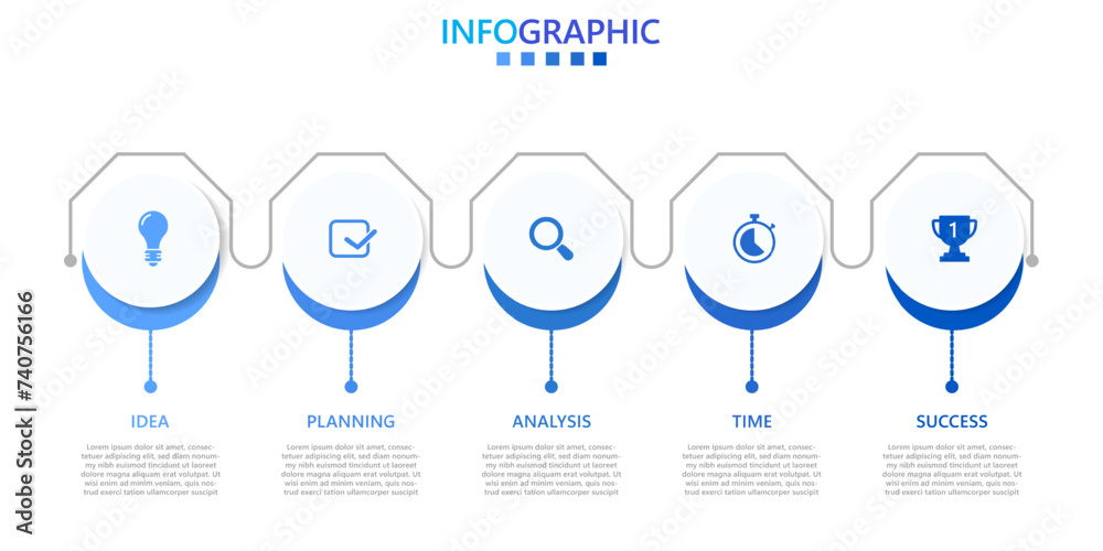Poster infographic template for business. modern timeline infographic with 5 steps.