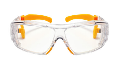 Pair of Safety Glasses. A pair of safety glasses, designed to protect the eyes. on White or PNG Transparent Background.