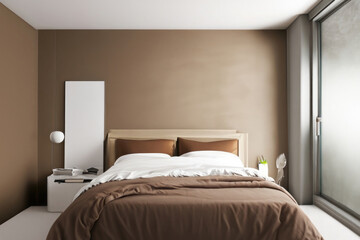 Fototapeta na wymiar interior of a bedroom, king size bed, luxury home, room of hotel