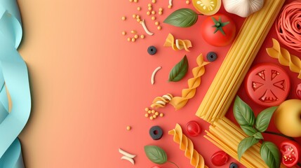 A 3D illustrations of handcraft paper made a background with text space for Pasta Restaurant