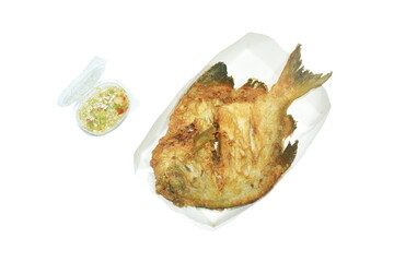 crispy fried gray butterfish or silver pomfret; dipping with spicy seafood chili sauce