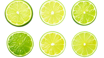 Lime Slice in Vibrant Digital Art, Isolated on Transparent Background - Fresh 3D Citrus Fruit for...