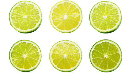 Lime Slice in Vibrant Digital Art, Isolated on Transparent Background - Fresh 3D Citrus Fruit for...