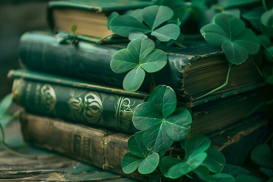 "St Patrick's Day Book Club: Discussing Green Books with a Festive Twist". Concept Book Discussions, St Patrick's Day, Green Books, Festive Theme, Virtual Book Club - Powered by Adobe