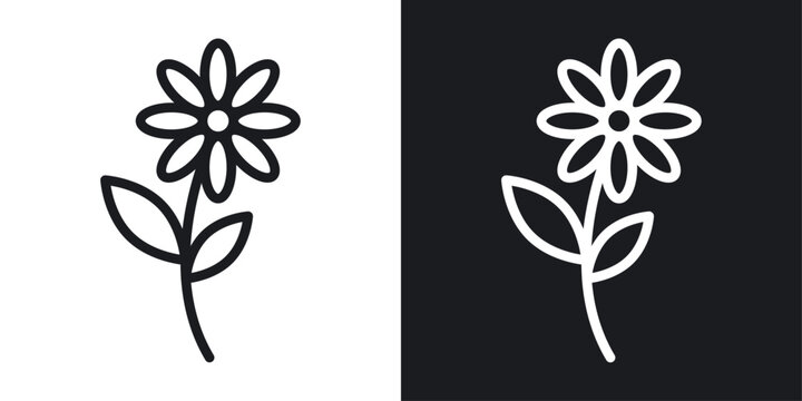 Flower Icon Designed in a Line Style on White Background.
