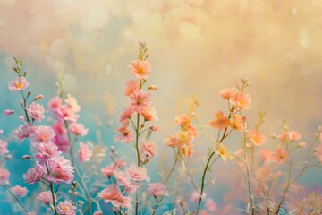 Obraz na płótnie Canvas Spring flowers on a pastel background
