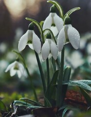 Fototapeta premium white snowdrops 