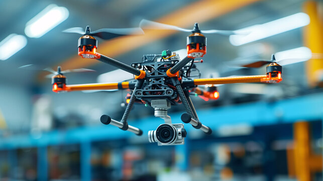 Aerospace Engineers Testing Drone in High-Tech Development Lab